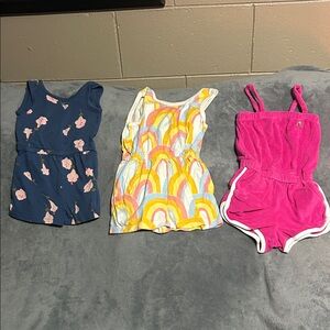 Tea and Gap Girls Rompers - lot of 3